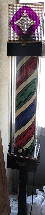 バーバーポール(サインポール) LEDライト付き 未使用