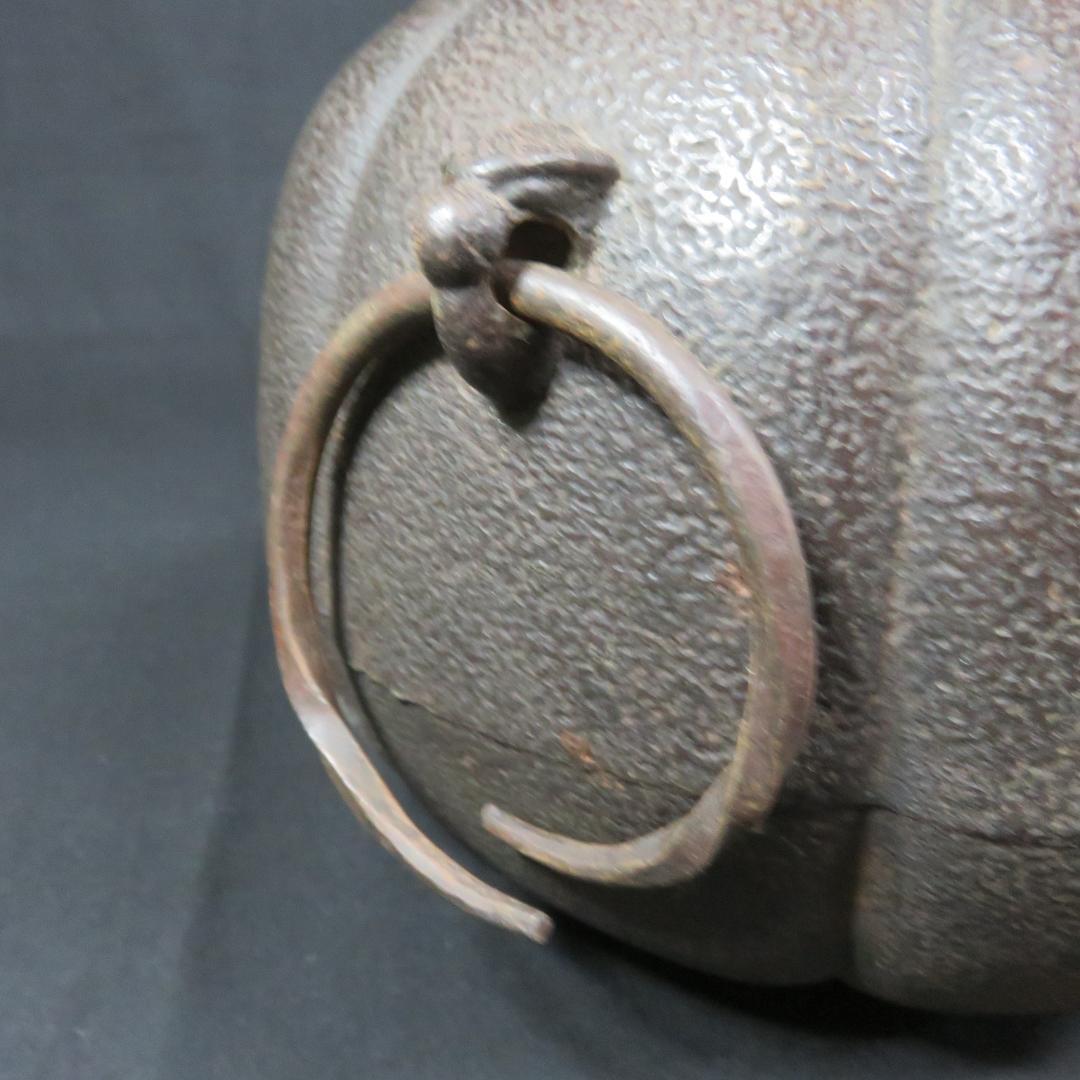 茶釜　茶道具　茶器　鉄器　カボチャ 銅摘蓋 鉄釜 釜環 丸釜　煎茶道具