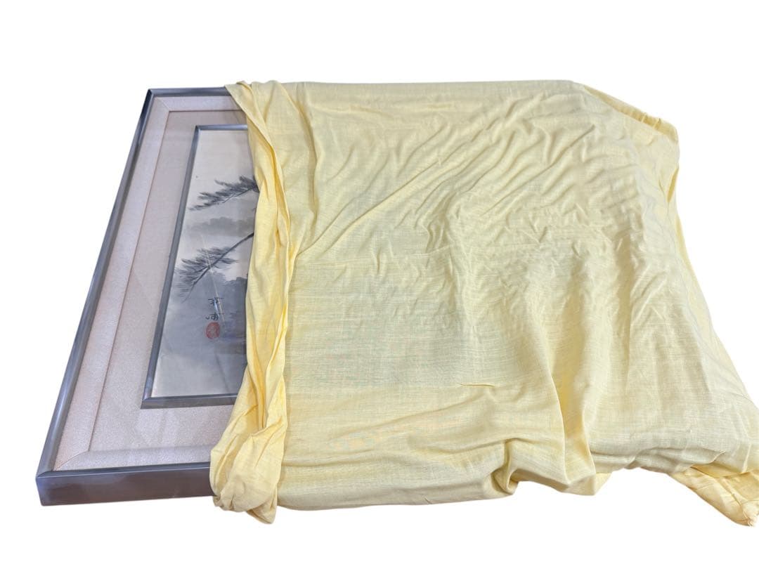 井元萩浦 日本画 風景画 額装付き 70×63cm 共箱・黄袋