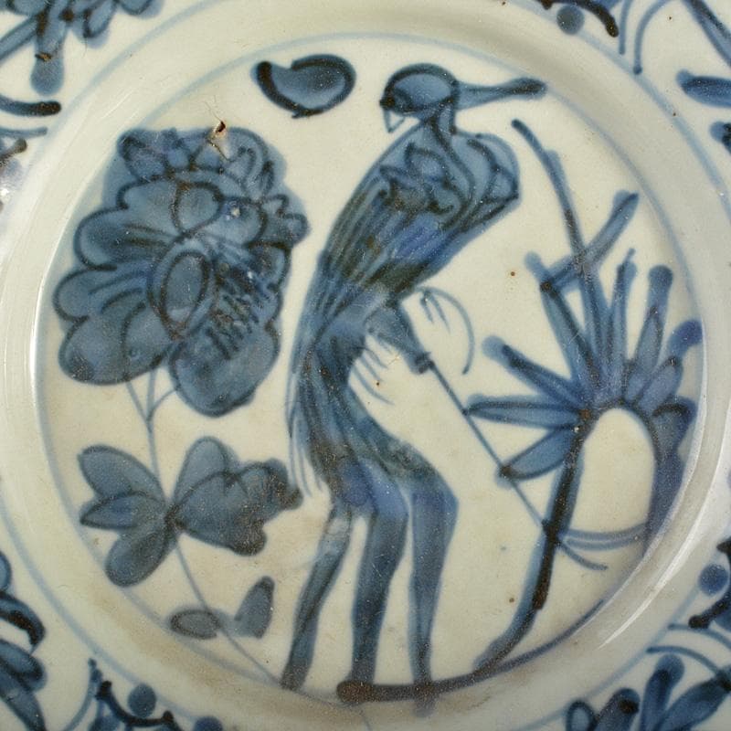 中国　南京染付　人物花文　小皿　V　R7488