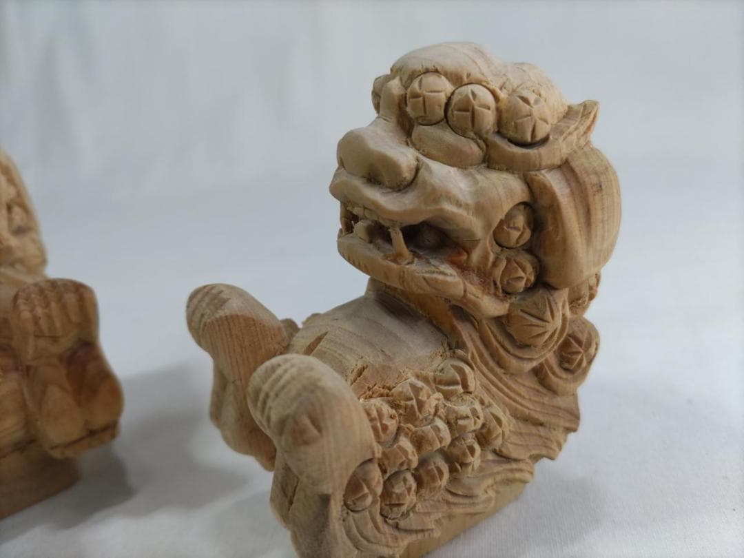 獅子鼻1.5寸　社寺仏閣、神輿、山車彫刻、1組（阿吽２体）