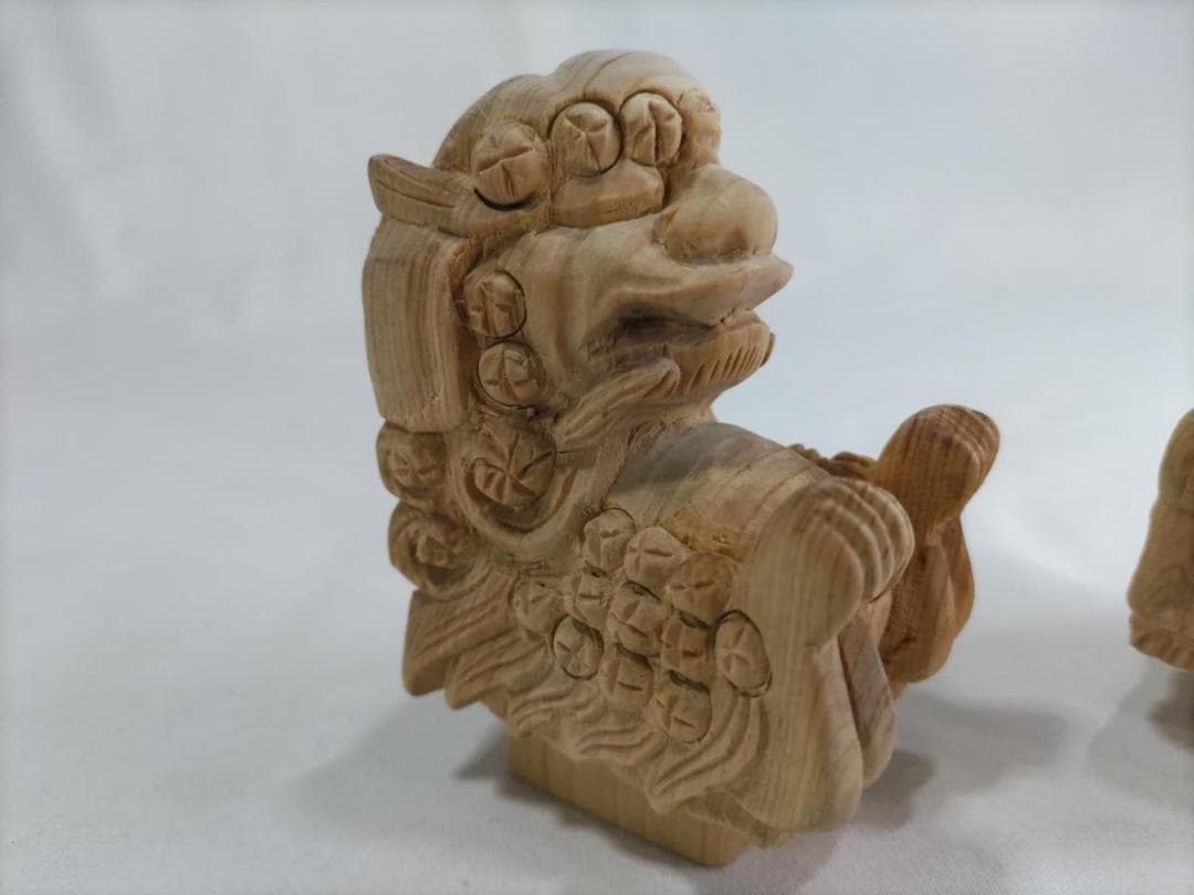 獅子鼻1.5寸　社寺仏閣、神輿、山車彫刻、1組（阿吽２体）