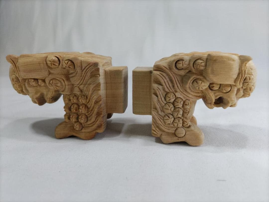 獅子鼻1.5寸　社寺仏閣、神輿、山車彫刻、1組（阿吽２体）