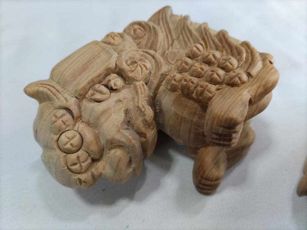 獅子鼻1.5寸　社寺仏閣、神輿、山車彫刻、1組（阿吽２体）