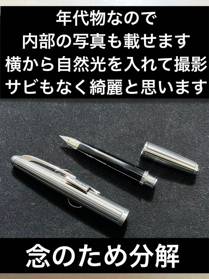万年筆　PLATINUM 14K 細字　刻印　完全 未使用　ストライプ