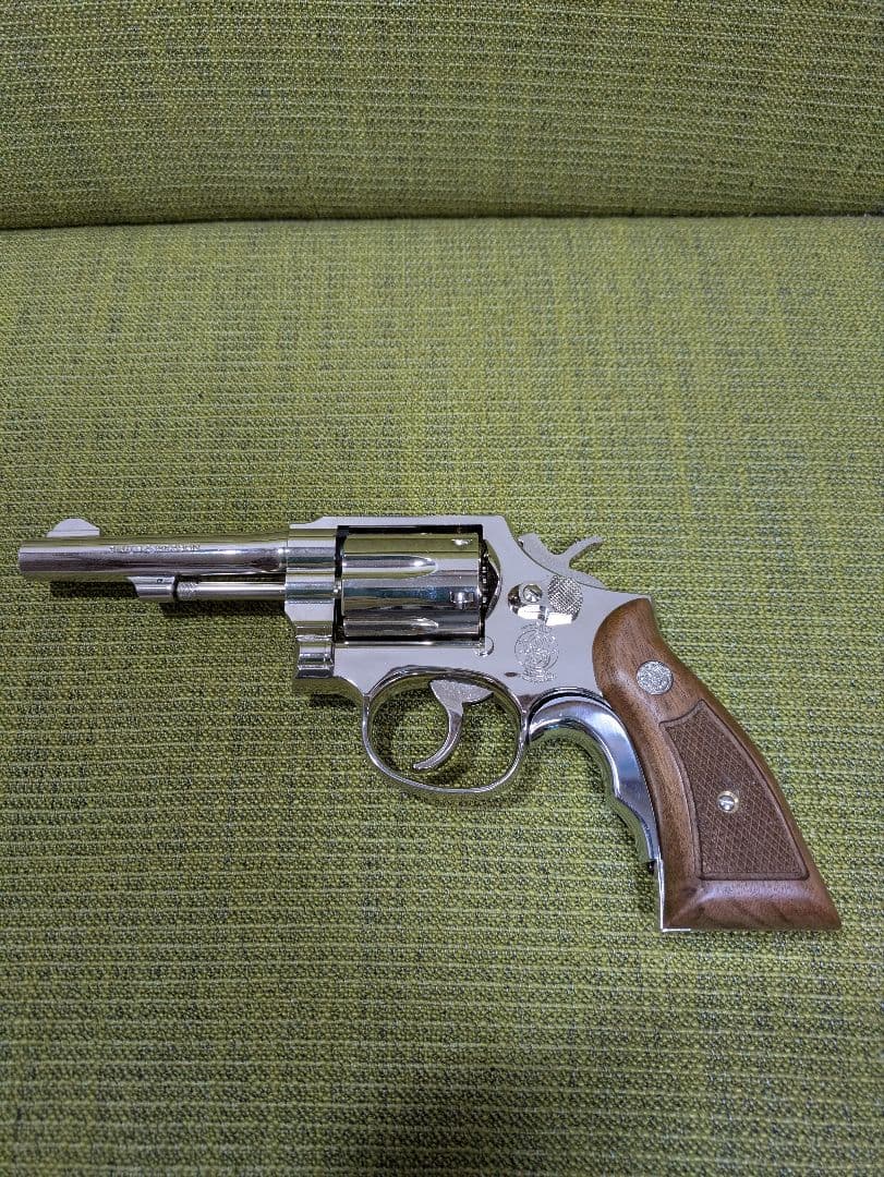 (木グリ)　タナカワークス　S&W M10 ミリポリ　ニッケルフィニッシュ