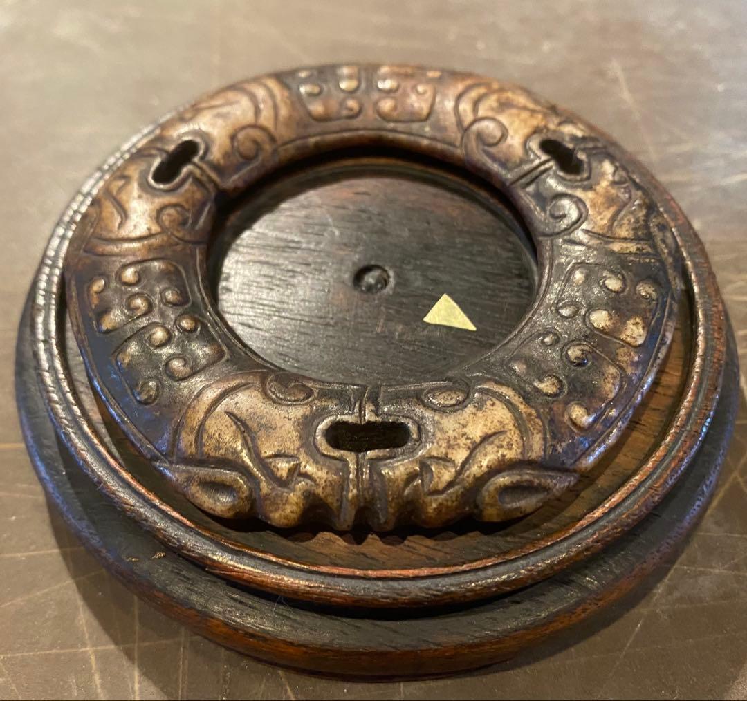 古墨玉　和田玉 瑞獣　鑑賞台３点セット ・ヴィンテージ　レア 鼻煙壺・台湾茶器