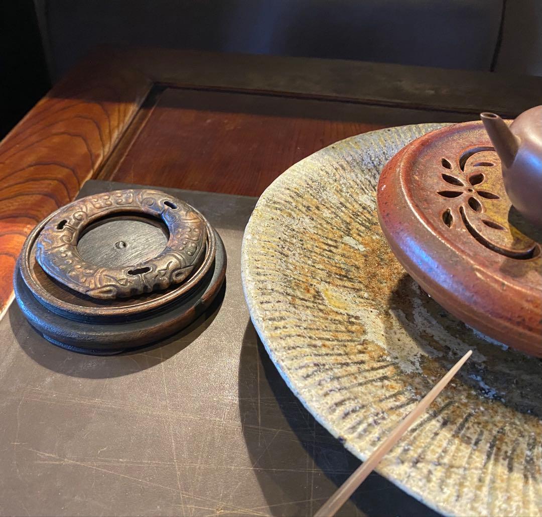 古墨玉　和田玉 瑞獣　鑑賞台３点セット ・ヴィンテージ　レア 鼻煙壺・台湾茶器