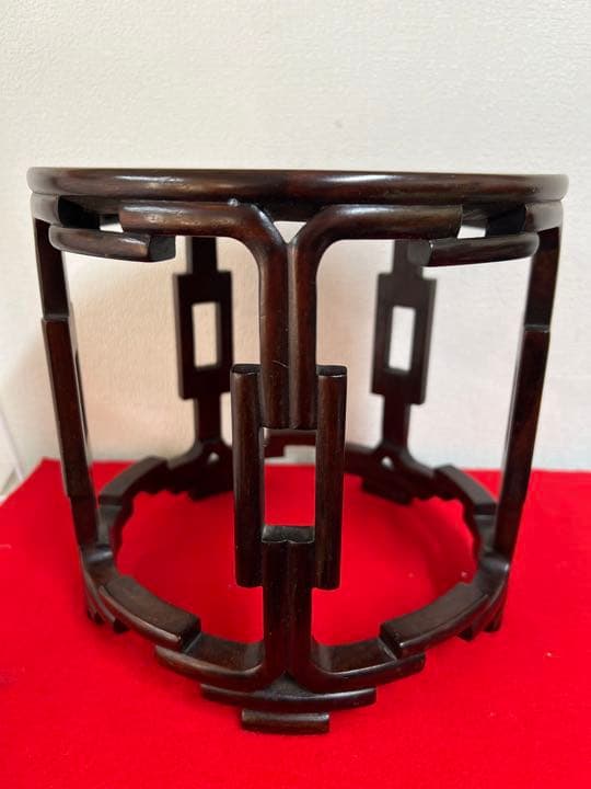 古美術/物置/紫檀台；F25