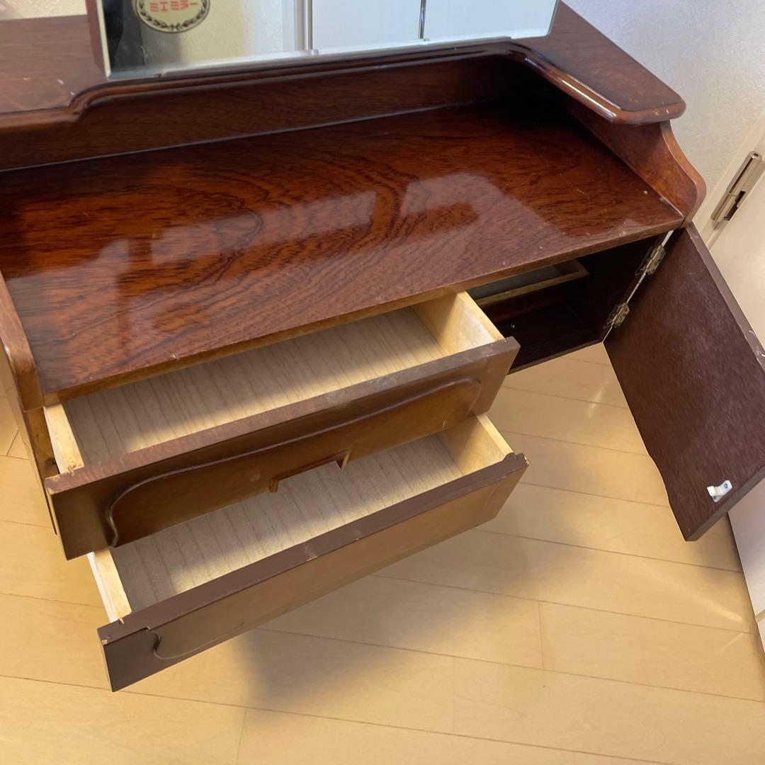 木製鏡台　 銅引鏡 エミミラー　昭和レトロ