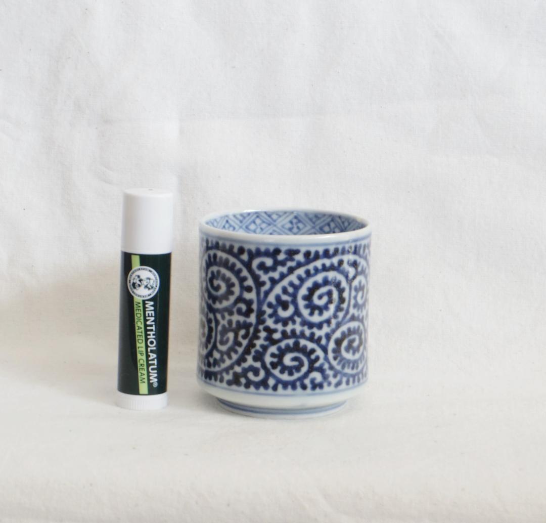 筒茶碗　染付　タコ唐草　古伊万里　江戸期　★画像⑧⑨、欠けx2