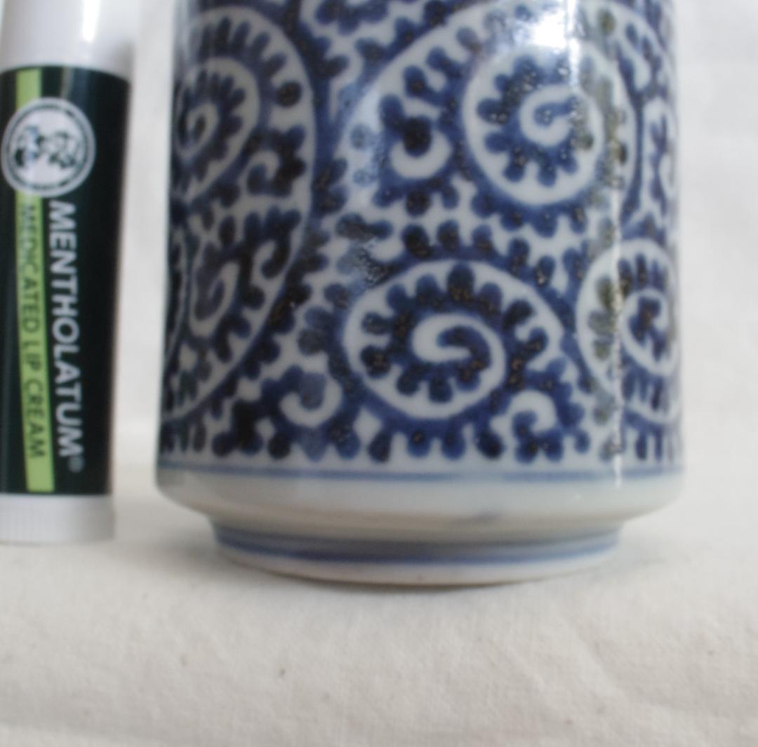 筒茶碗　染付　タコ唐草　古伊万里　江戸期　★画像⑧⑨、欠けx2