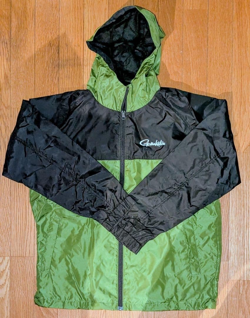 非売品 がまかつ ウィンドブレーカー パーカー ブラック×グリーン Lサイズ