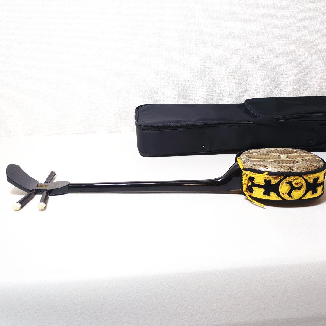 沖縄 三線 蛇皮 本皮 三線ケース ゼンオン SS-01 金色刺繍