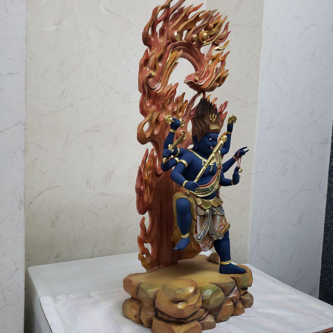 Ｂフライデー極彩色 錐金特上彫り烏枢沙摩明王8寸立五大明王の一人 高さ約57cm