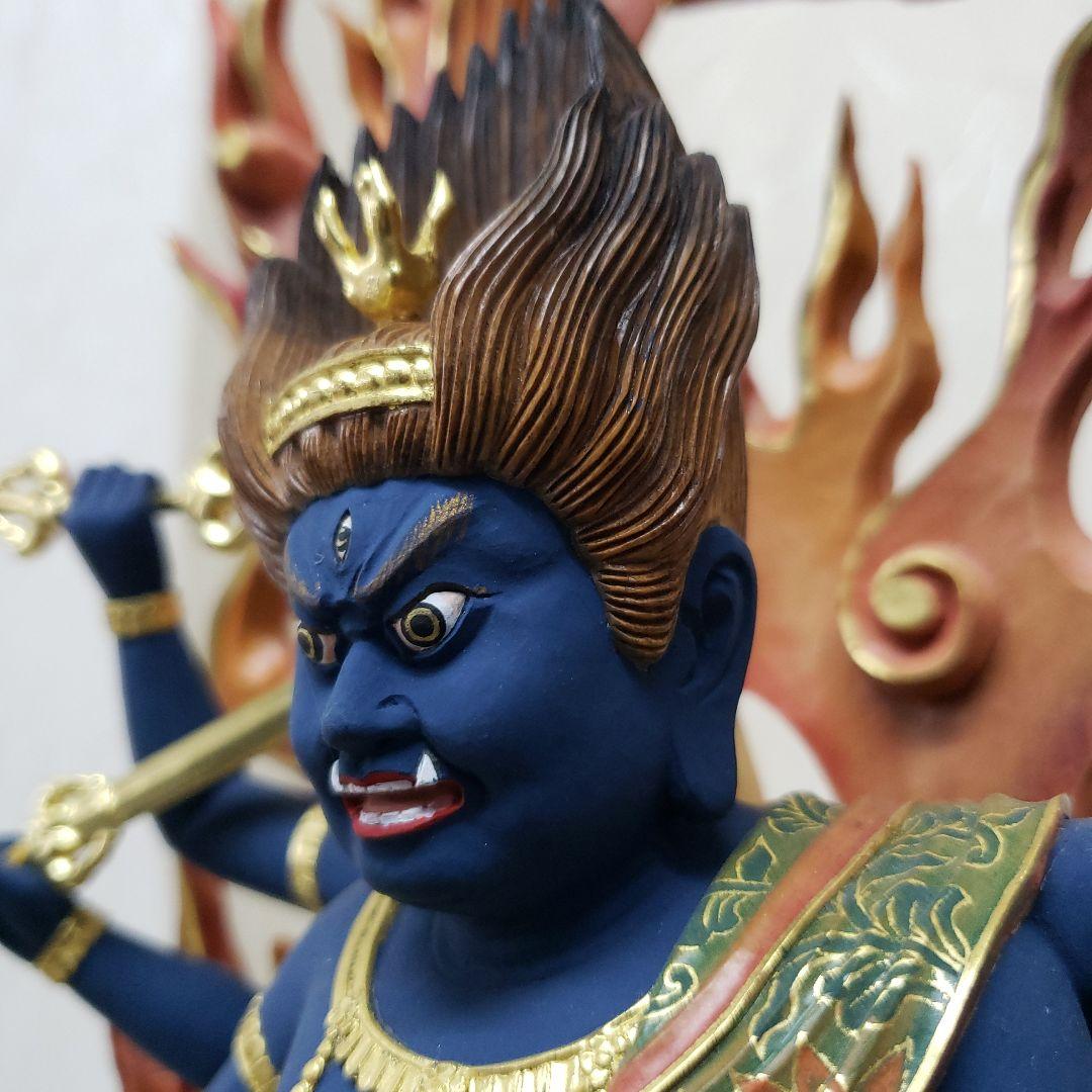 Ｂフライデー極彩色 錐金特上彫り烏枢沙摩明王8寸立五大明王の一人 高さ約57cm