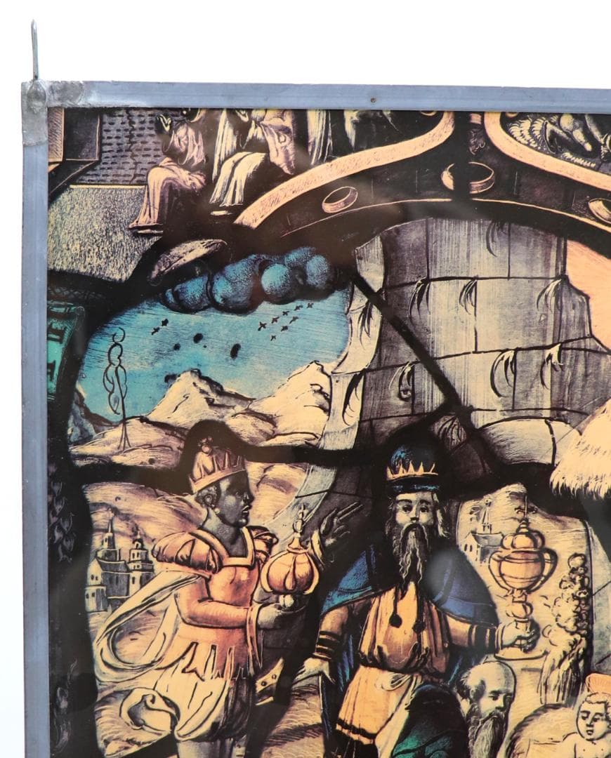 東方三博士の礼拝 ヴィンテージ ステンドグラス マギ キリスト 誕生 アメリカ製