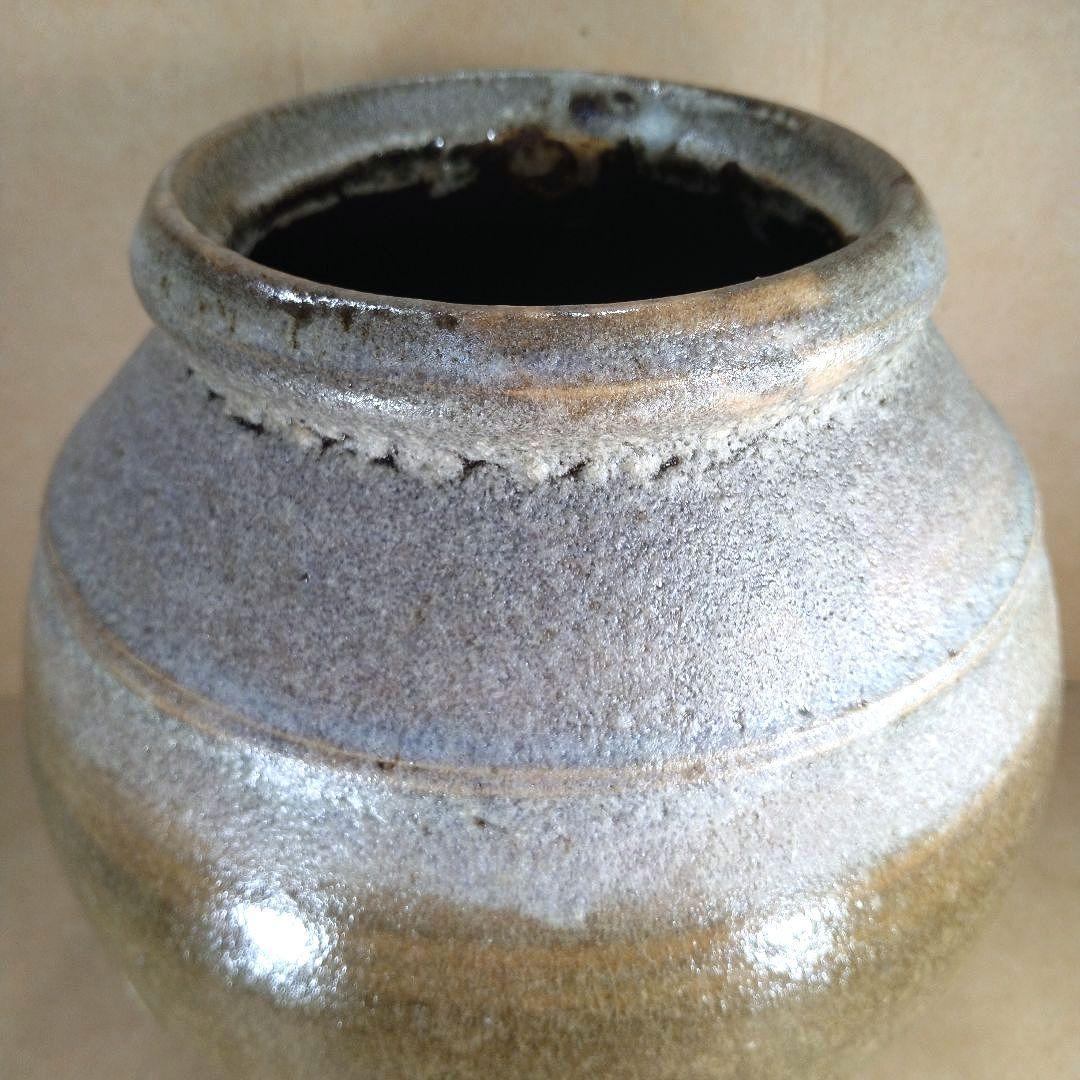 人間国宝 濱田庄司(浜田庄司) 掛分肩紐花瓶【濱田友緒識箱】益子焼 誂え桐箱