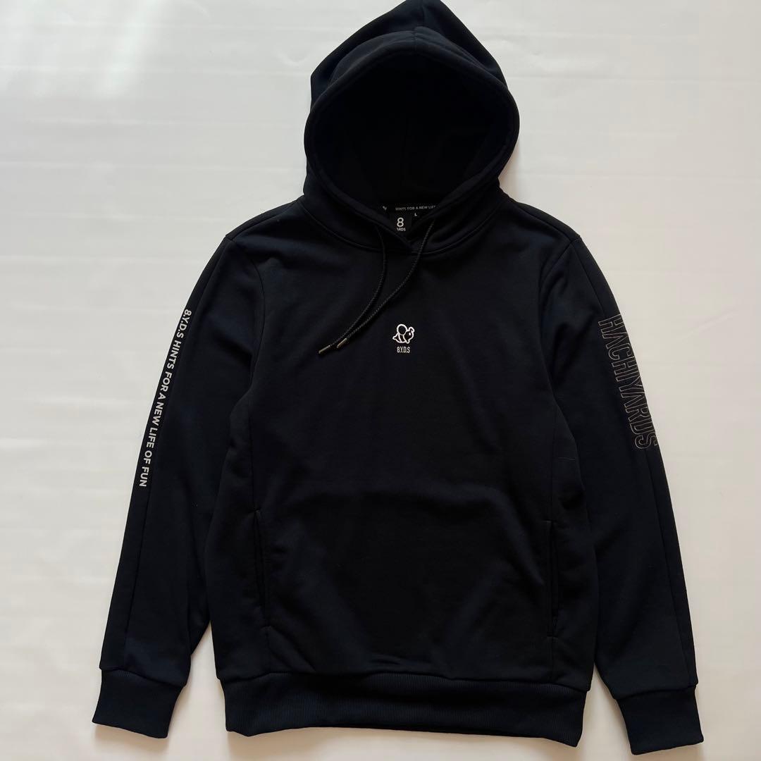 8YARDS ハチヤーズ　パーカー　ロゴ　ゴルフ　メンズ　L 黒　プルオーバー