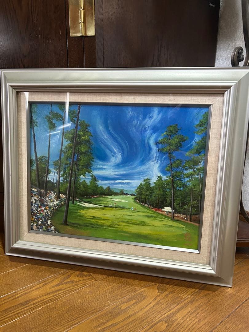 最終値下げ　中垣　龍一　作品　油絵　油彩画 ゴルフコースの風景