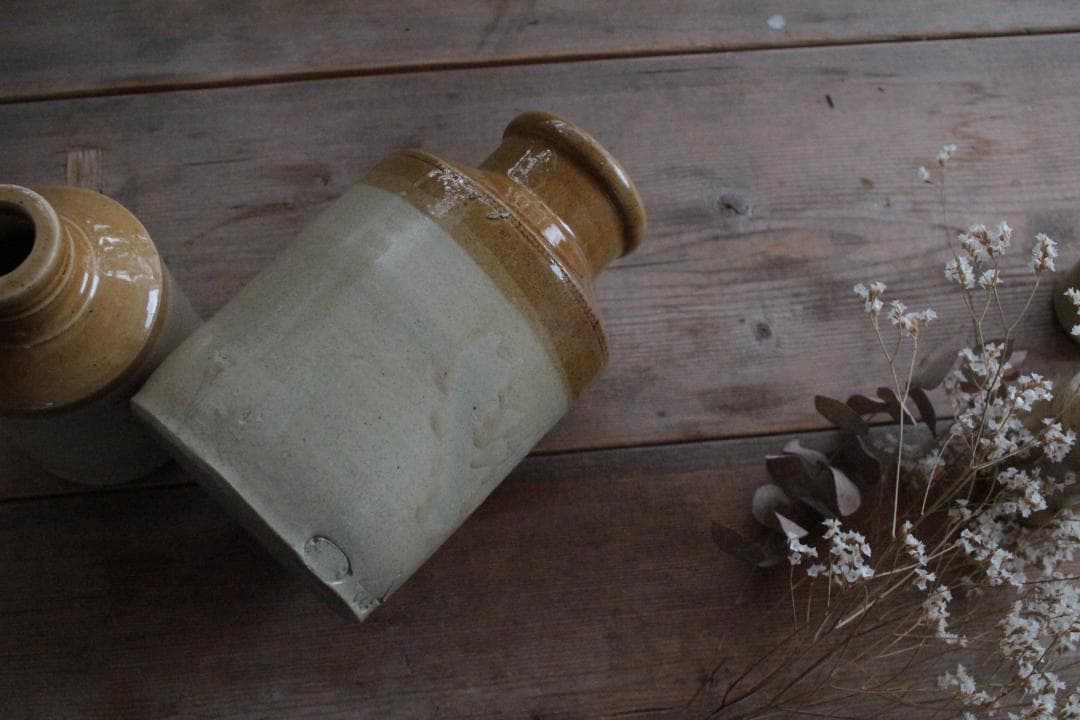 Lサイズ/イギリス陶器ストーンウェアボトル/アンティーク・ヴィンテージ