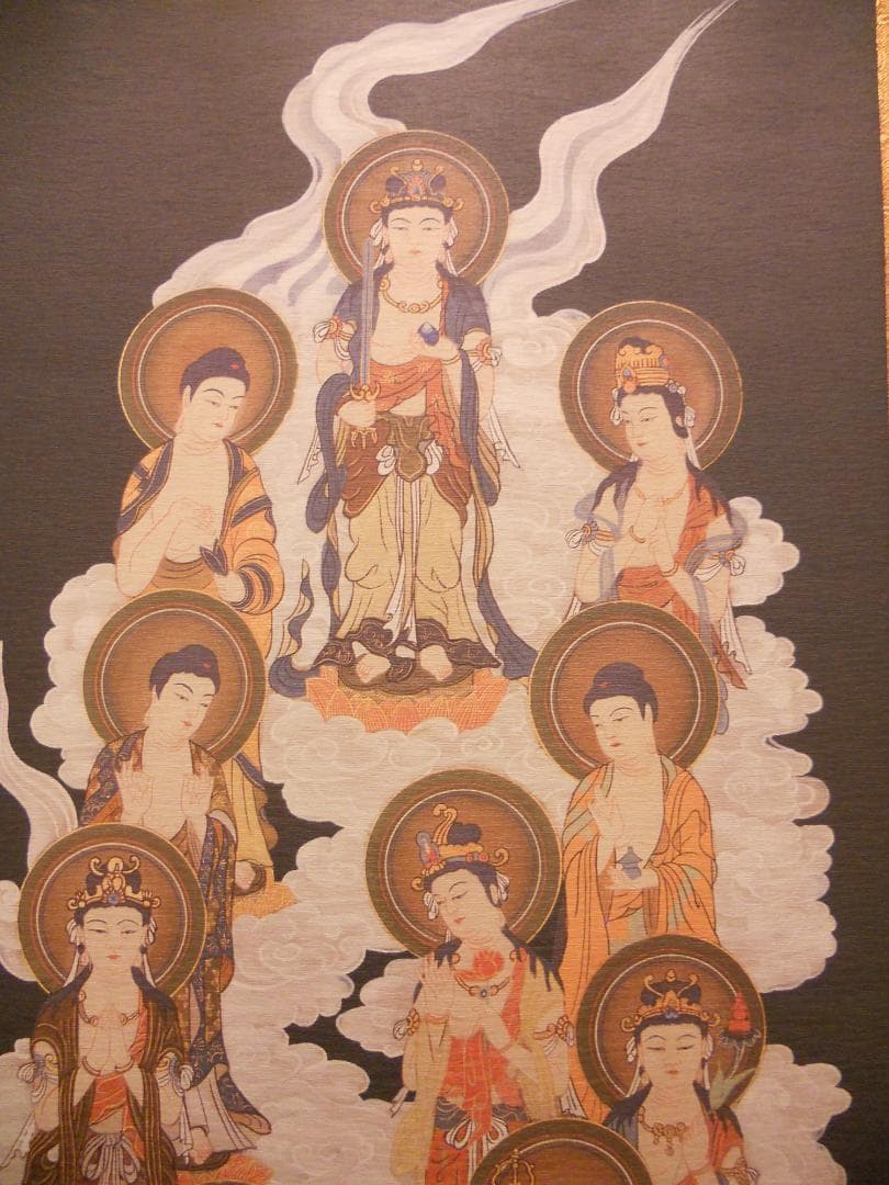 掛け軸 十三佛 紙本 法輪 三尺 仏事 法事 法要 お彼岸 お盆 掛軸 美品