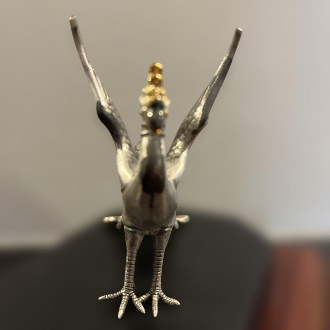 純銀製　鳳凰彫刻　木製ケース付き　共箱　送料無料