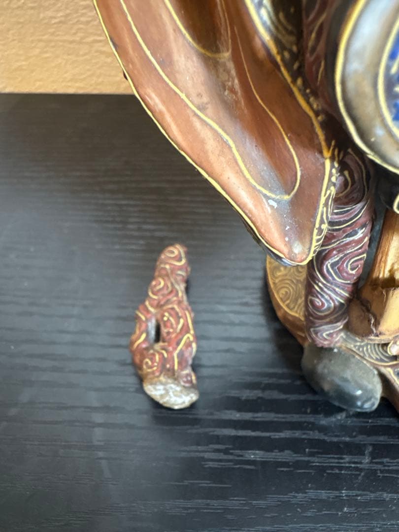 中国美術 色絵人物像 老人 置物 陶磁器 アンティーク