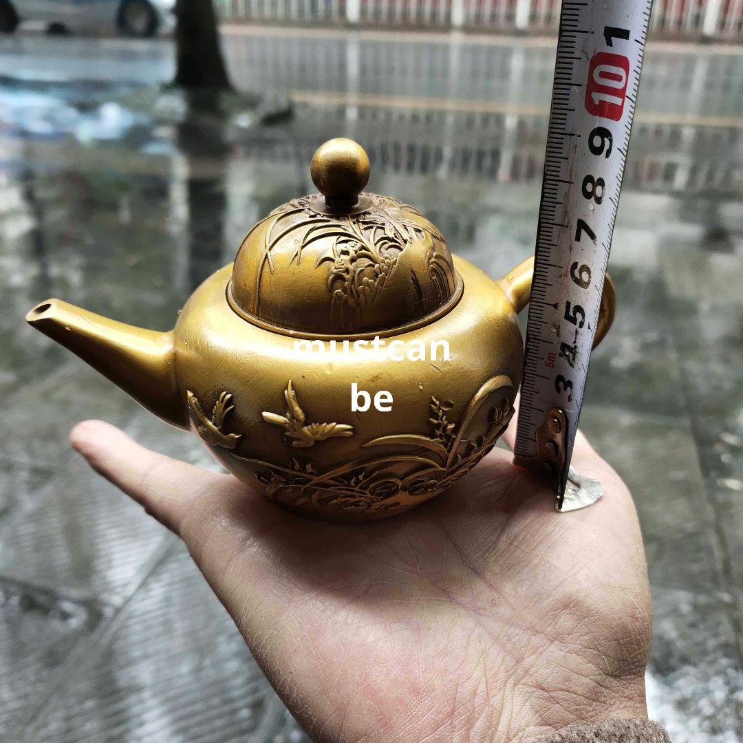銅器 花鳥茶壺 酒壺 茶道具 煎茶器 工芸品 置物