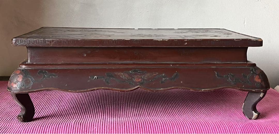 骨董品 18-19世紀の漆器 朱塗 螺鈿 机 中国？韩国？日本？
