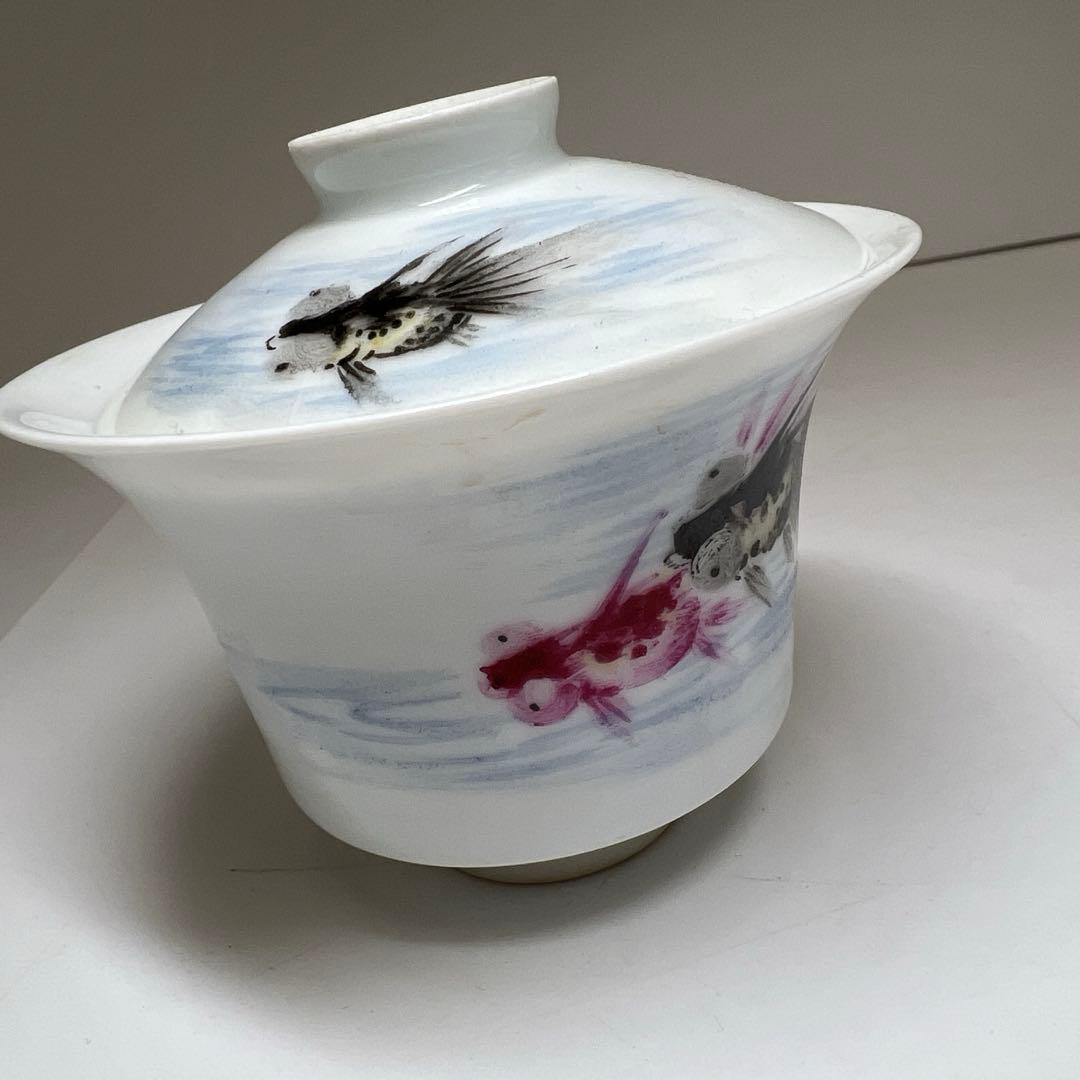 中国美術　粉彩蓋茶碗5客　口径約9㎝　東Y8-0204☆2Fタトチ