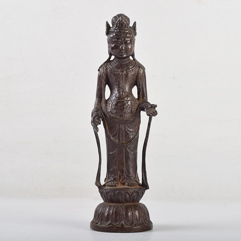 仏教美術　杉浦藤太朗作　ブロンズ　聖観音像　仏像　置物　共箱　D　R9514