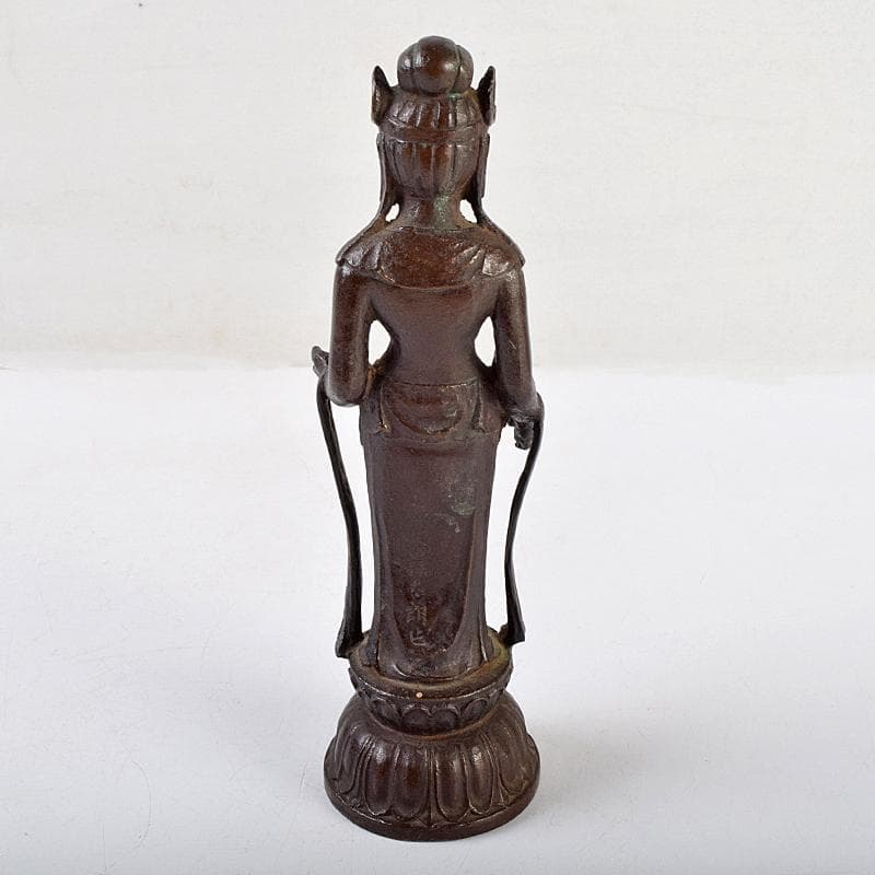 仏教美術　杉浦藤太朗作　ブロンズ　聖観音像　仏像　置物　共箱　D　R9514