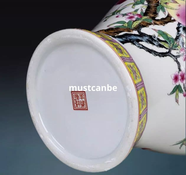 パステル九桃将軍缶 貯蔵物缶 景徳鎮 陶磁器装飾品 現代工芸品 美術品 置物