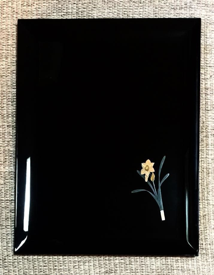 輪島塗 角皿 角盆 水仙 未使用