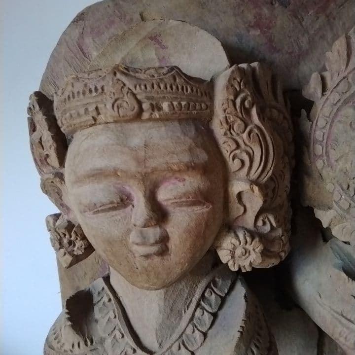 木製彫刻 二体の人物像　インドネシア　台座付き　アンティーク