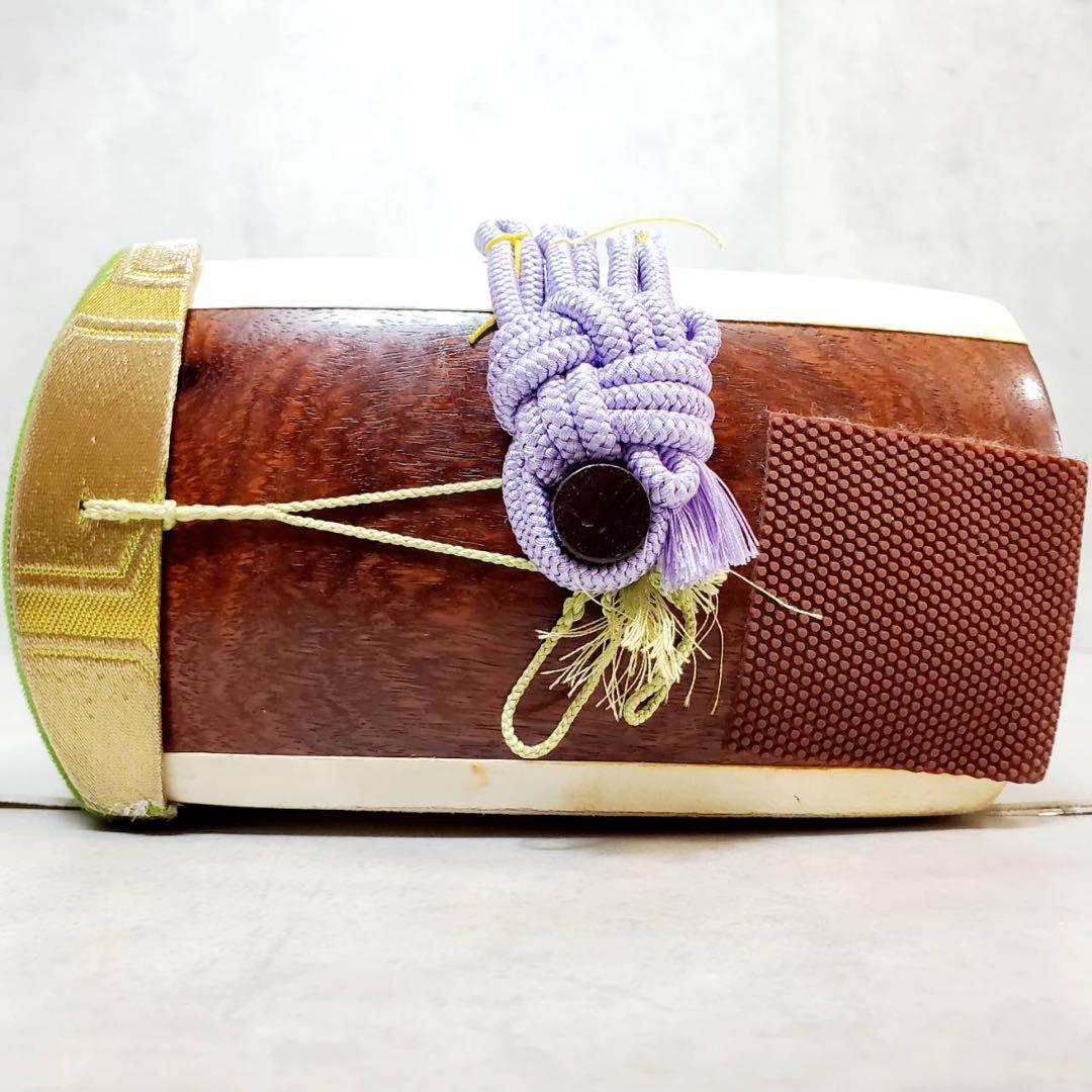 ジャンク 津軽三味線 東さわり 丸打胴 犬皮 中棹 紫檀 三つ折り ハードケース