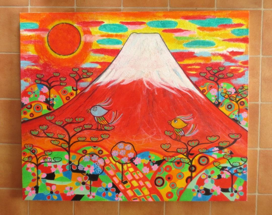 絵画　赤富士　　F20号　ラッキーアイテム