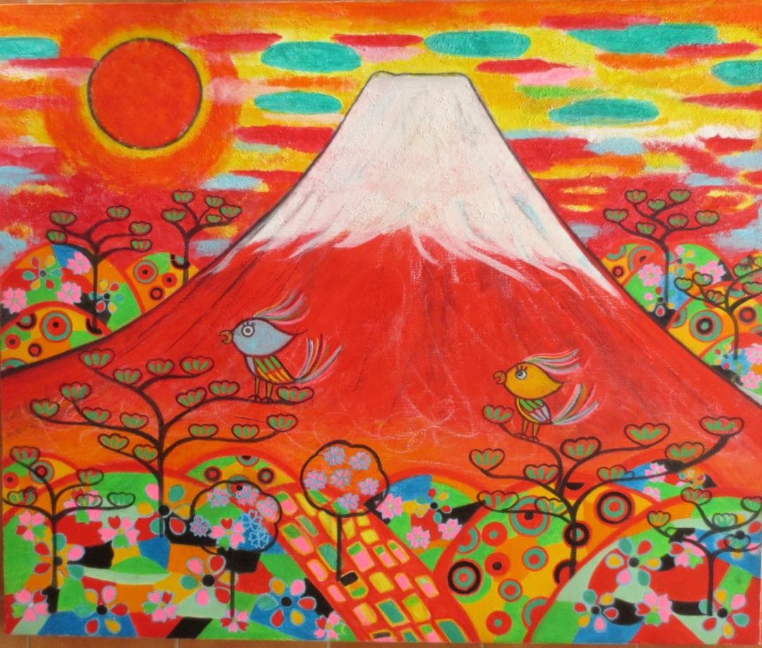 絵画　赤富士　　F20号　ラッキーアイテム