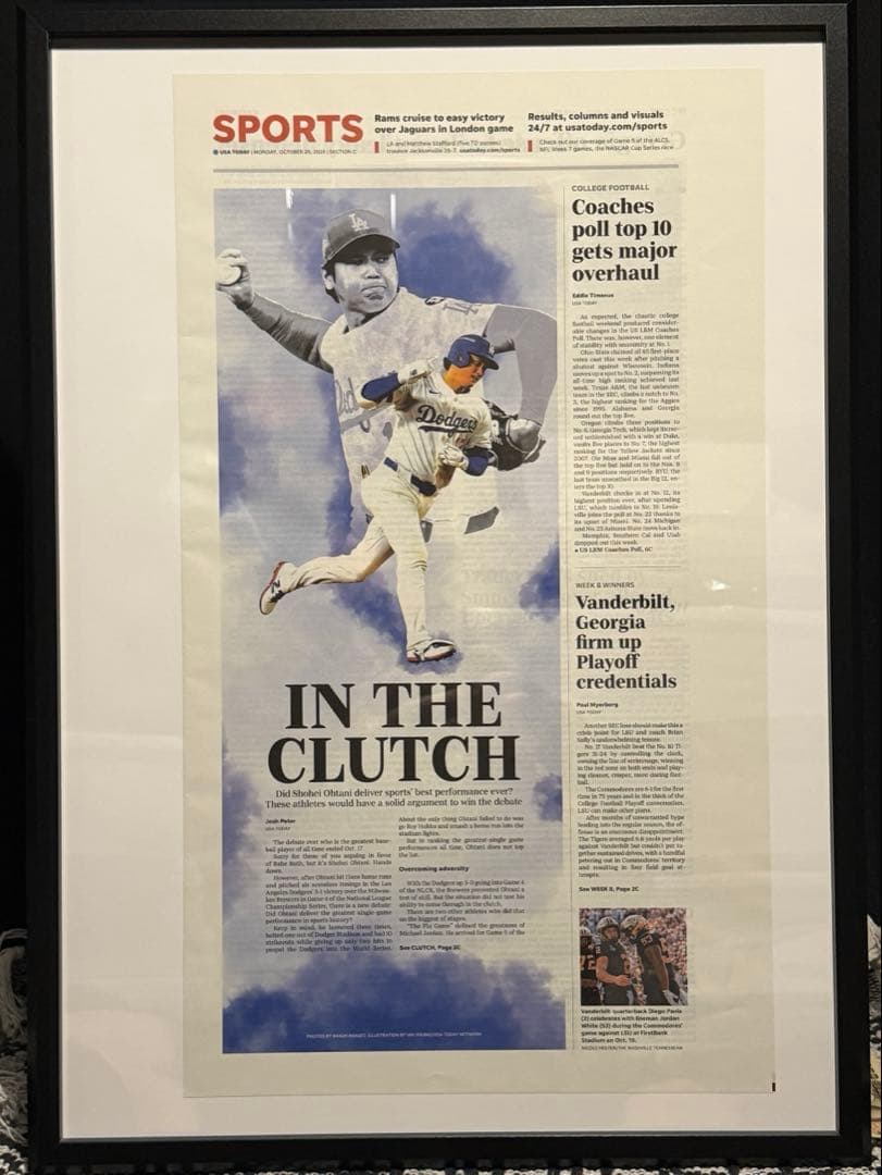 超激レア！USA Today【ドジャース 大谷翔平 伝説の試合】額縁入り
