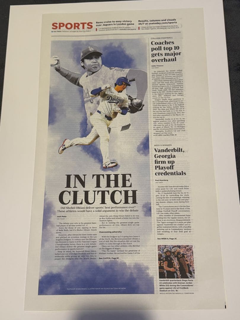 超激レア！USA Today【ドジャース 大谷翔平 伝説の試合】額縁入り