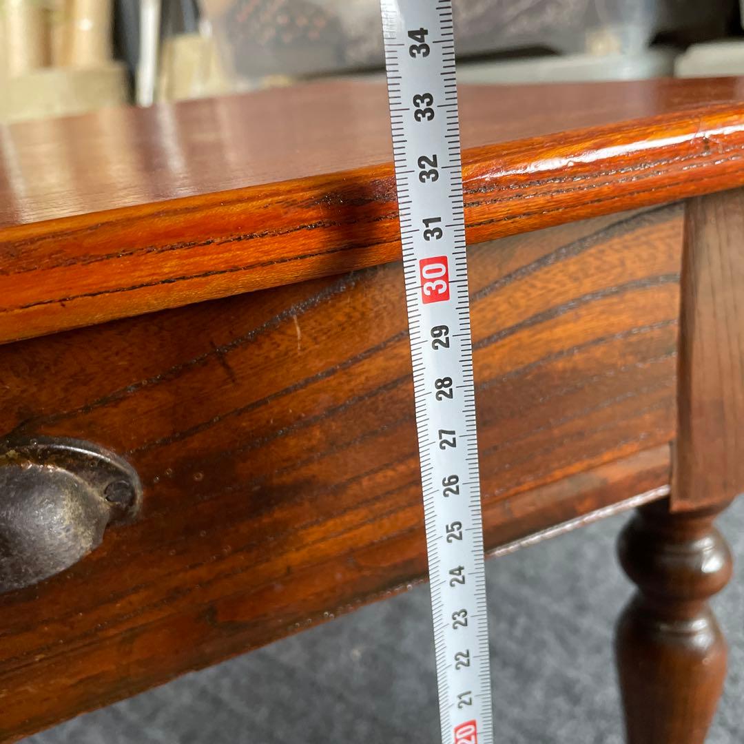 年代物 欅一枚板 文机 ダークブラウン 2引き出し