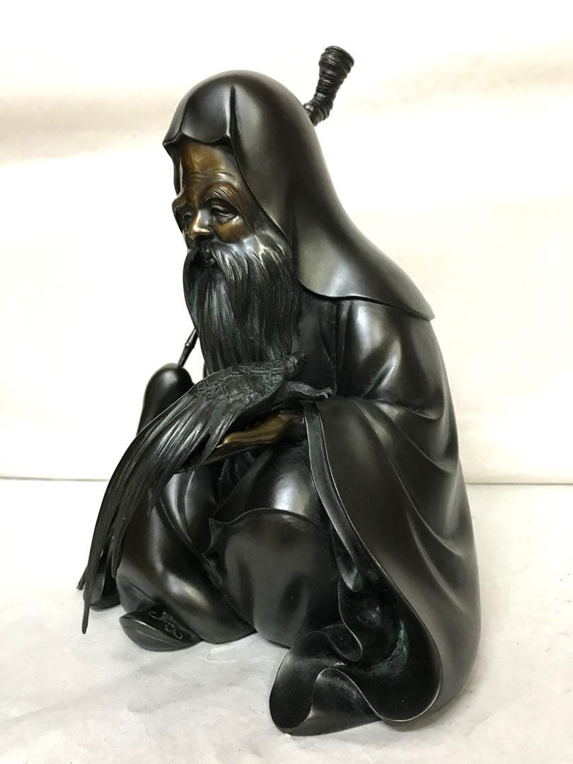 銅製:亀寿老人座像(原型:野上龍起氏)桐箱入