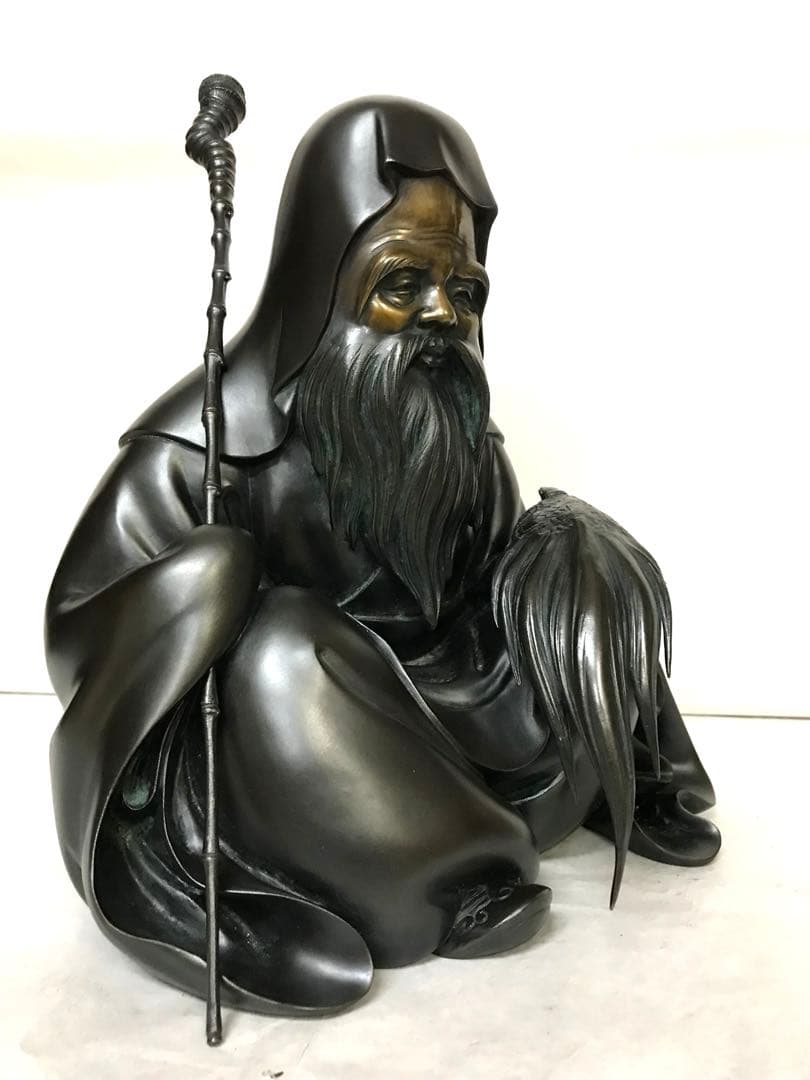 銅製:亀寿老人座像(原型:野上龍起氏)桐箱入