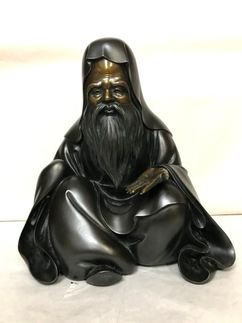 銅製:亀寿老人座像(原型:野上龍起氏)桐箱入