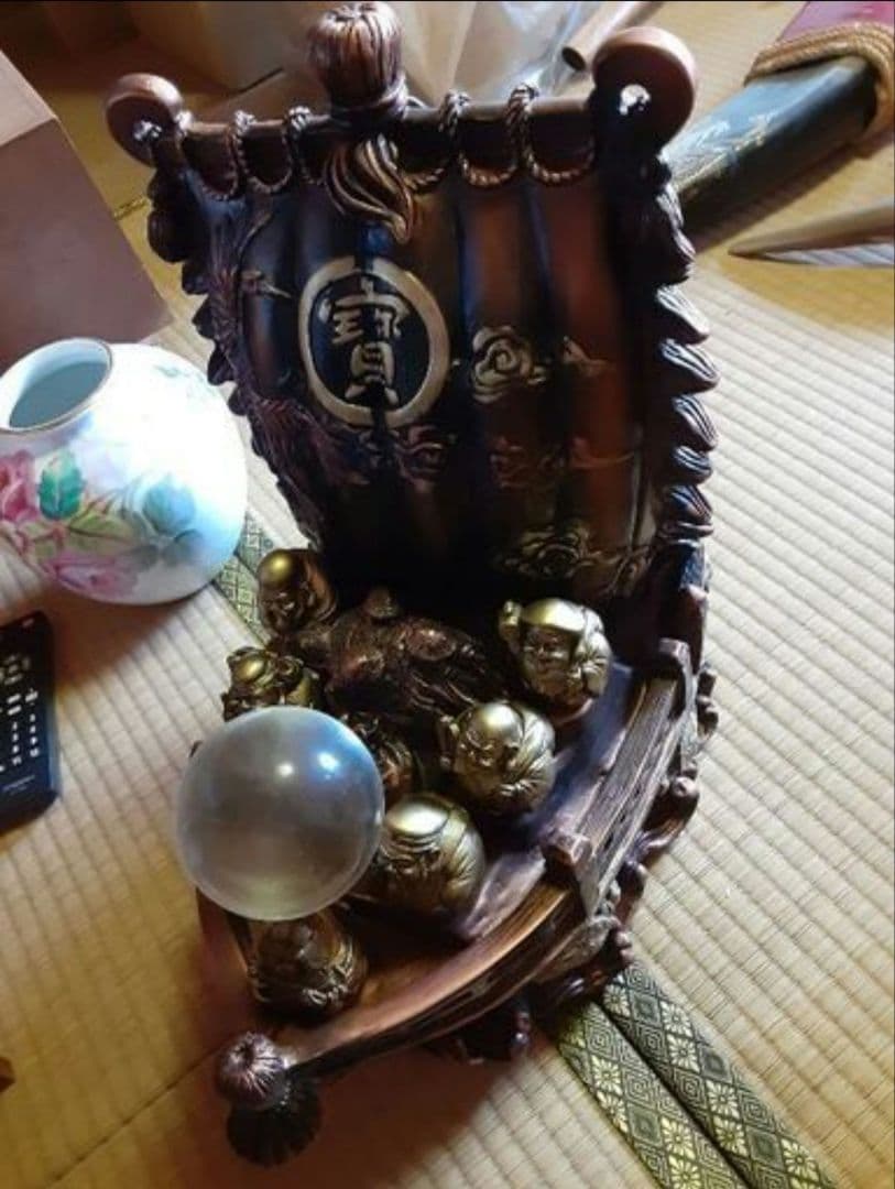 高級　置物　七福神　宝船　縁起物