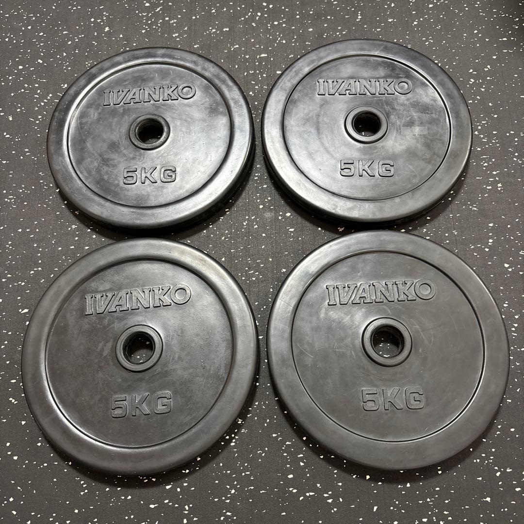 IVANKO ラバーダンベルプレート 5kg 4枚セット Φ28mm ①