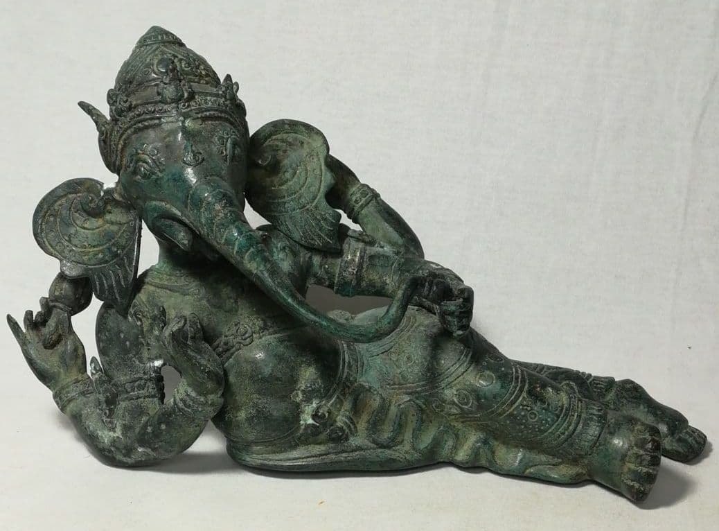 古銅　ガネーシャ　涅槃像　神