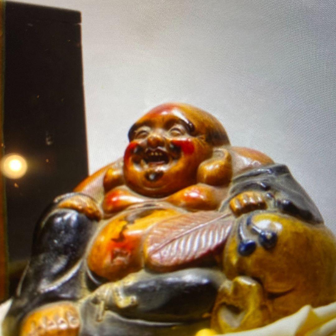 古陶彩色　備前　布袋　時代