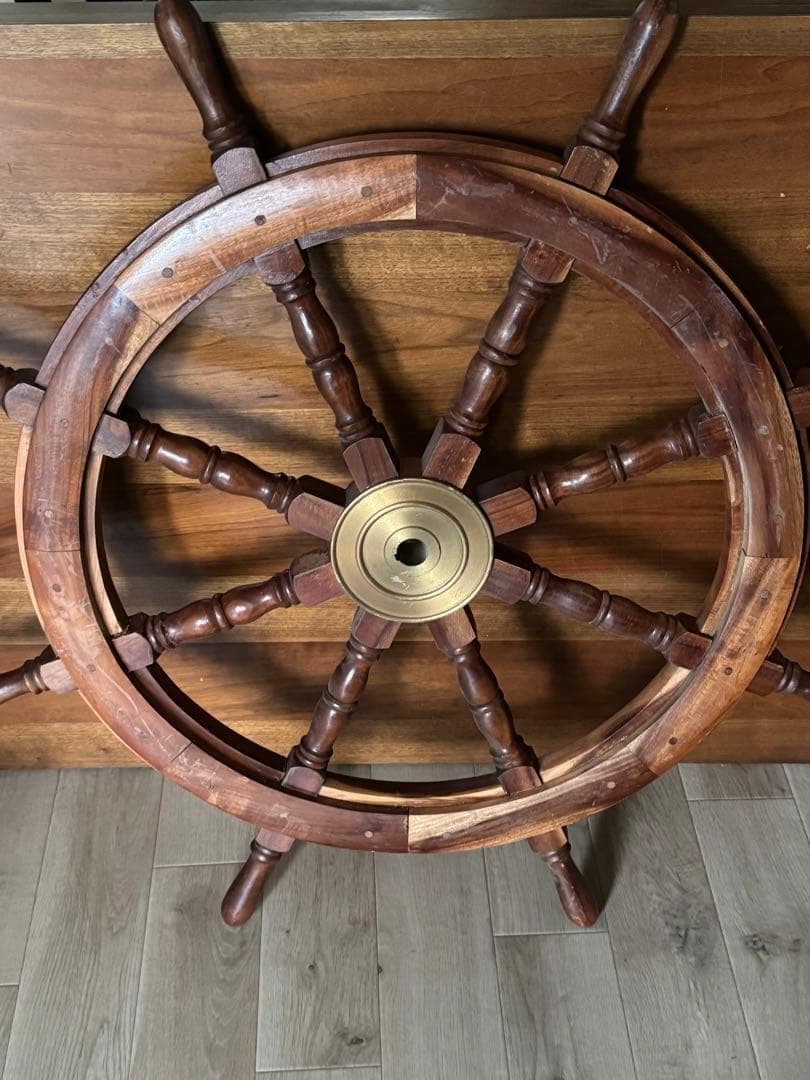 アンティーク 縁起物木製舵輪 ラット 飾り ディスプレイ 古道具 ビンテージ